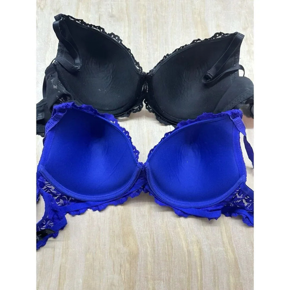 Two! Smart & Sexy Bras 40D Purple Black Lace Underwire Push Up - Picture 4 of 9